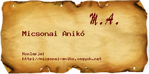 Micsonai Anikó névjegykártya
